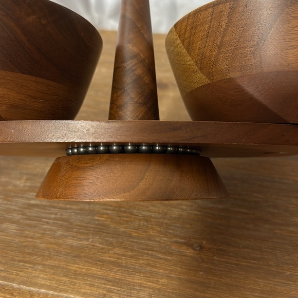 Kustom Kraft Lazy Susan Solid Black Walnut Serving Bowls - Picture 7 of 9